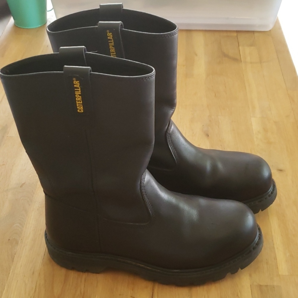 Caterpillar CAT Steel Toe Work Boots Black Pull On